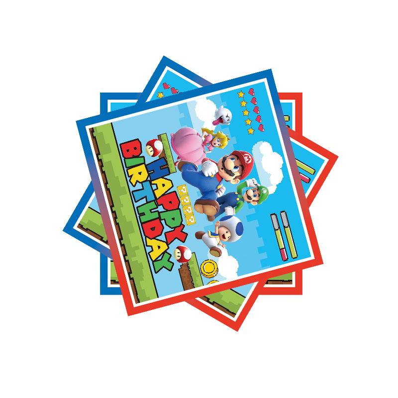 Одноразовые бумажные стаканы и тарелки с темой Марио для вечеринок по случаю дня рождения