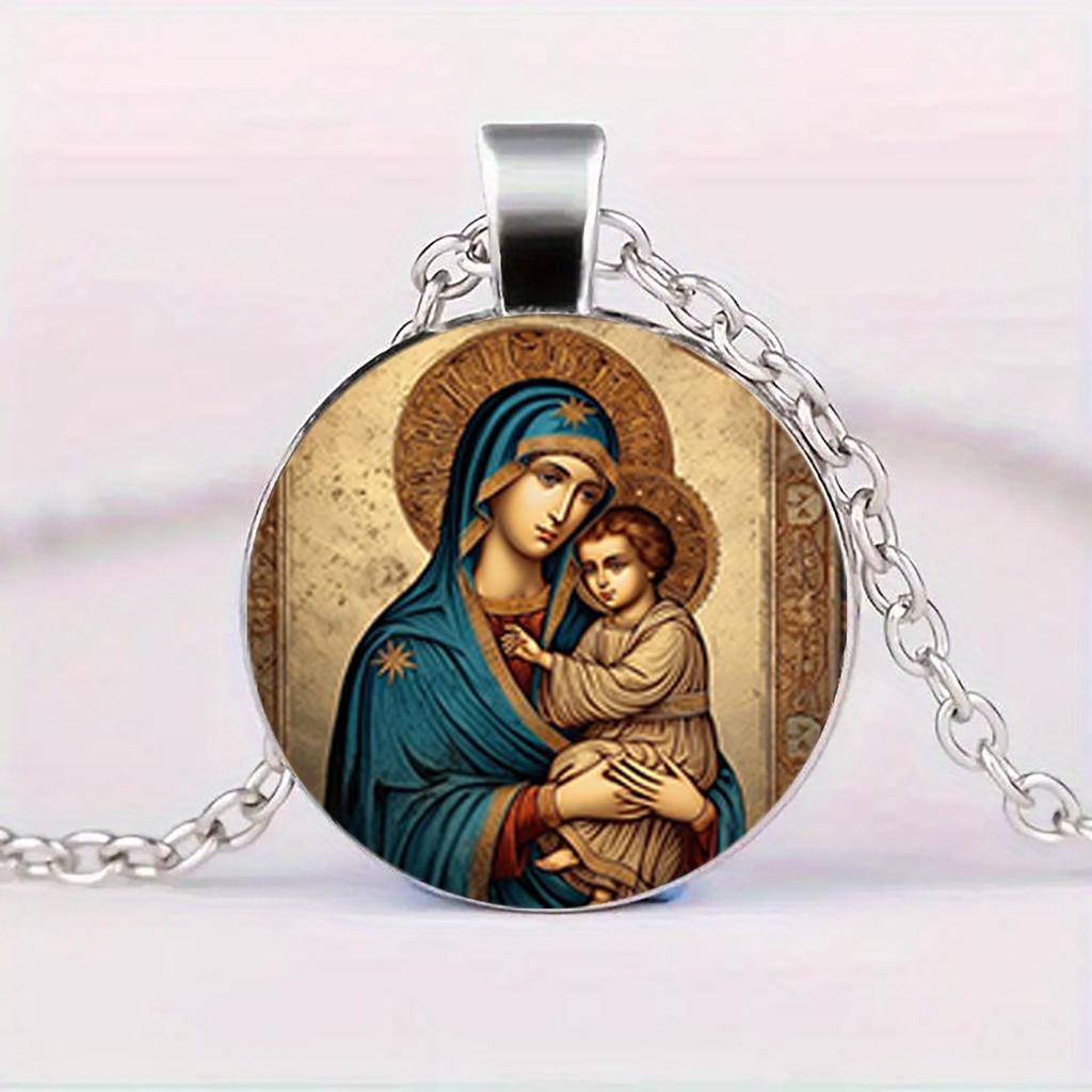 Винтажное ожерелье с Девой Марией и Младенцем, христианское украшение и католический религиозный кулон в подарок