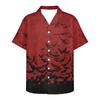 Men's Casual Shirt Lapel Short Sleeve 3D Printed Halloween Bat Print Single Breasted Shirt Men's Light Loose Short Sleeve Shirt
