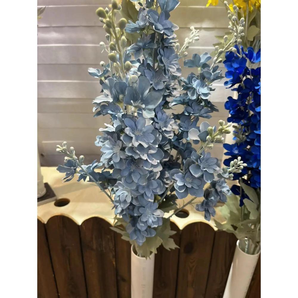 Искусственные флокированные дельфиниумы, имитация цветов, свадебная цветочная композиция, двузубый крупный дельфиниум, украшение для отеля, искусственный ф