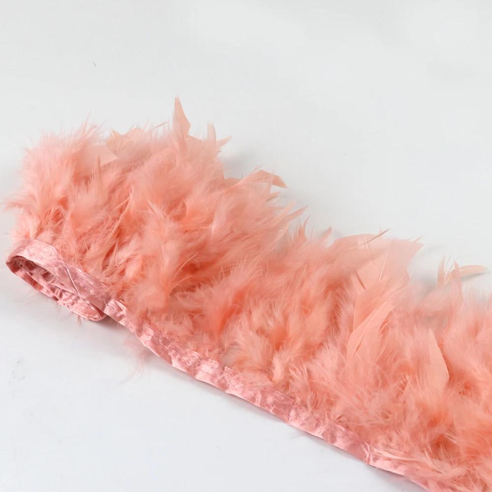 1 метр Натуральная отделка из перьев индейки Высота 10-15 см Свадебная одежда Украшение платья DIY Перьевая лента Швейные поделки