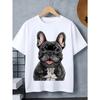 European sizes Boys' T-shirt French Bulldog Portrait Art Print, Ideal for Outdoor Activities, Soft Knitted Top, Comfortable And Breathable