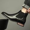 Трендовая модная британская обувь Челси мужская остроносая деловая повседневная высокая кожаная обувь ретро короткие ботинки увеличивающие рост ботинки Мартин