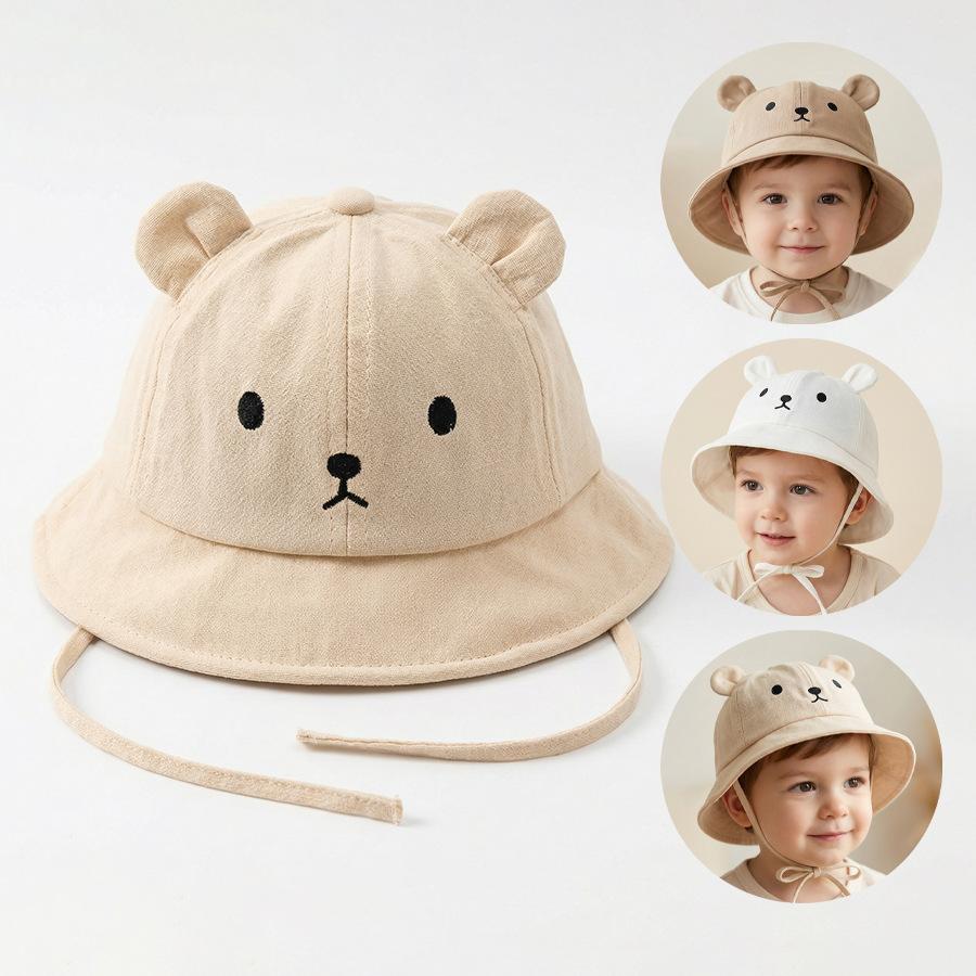 Spring and Summer Korean-style baby super cute little bear fishing hat for both boys and girls, a lightweight sun protection and