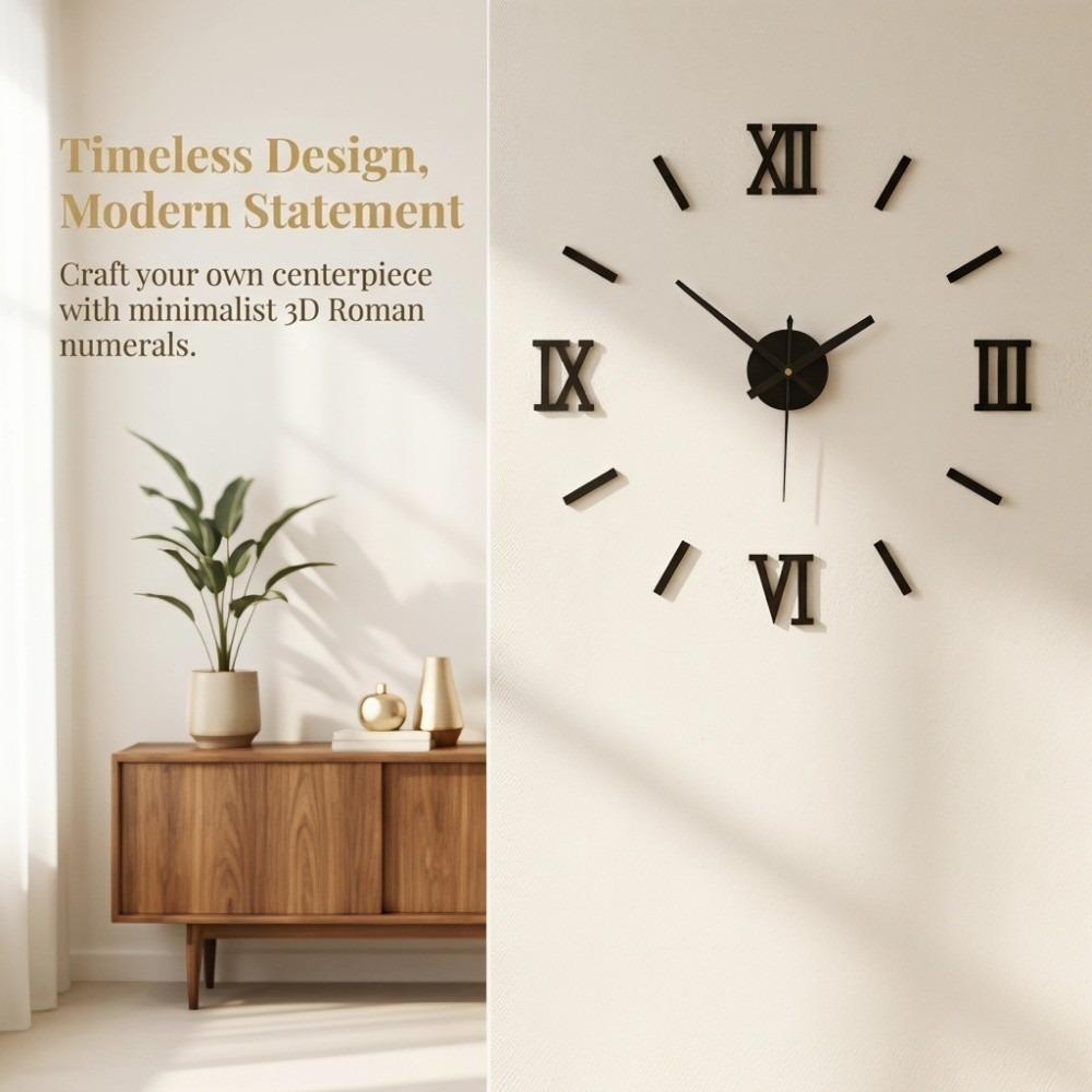 50cm Mirror Wall Clock Acrylic Wall Clock Sticker Eclectic Style 3D Wall Clock Bedroom Wall Decor