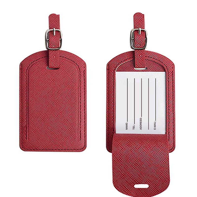 Бирка для багажа из искусственной кожи с разноцветным крестообразным узором и двухслойной окантовкой