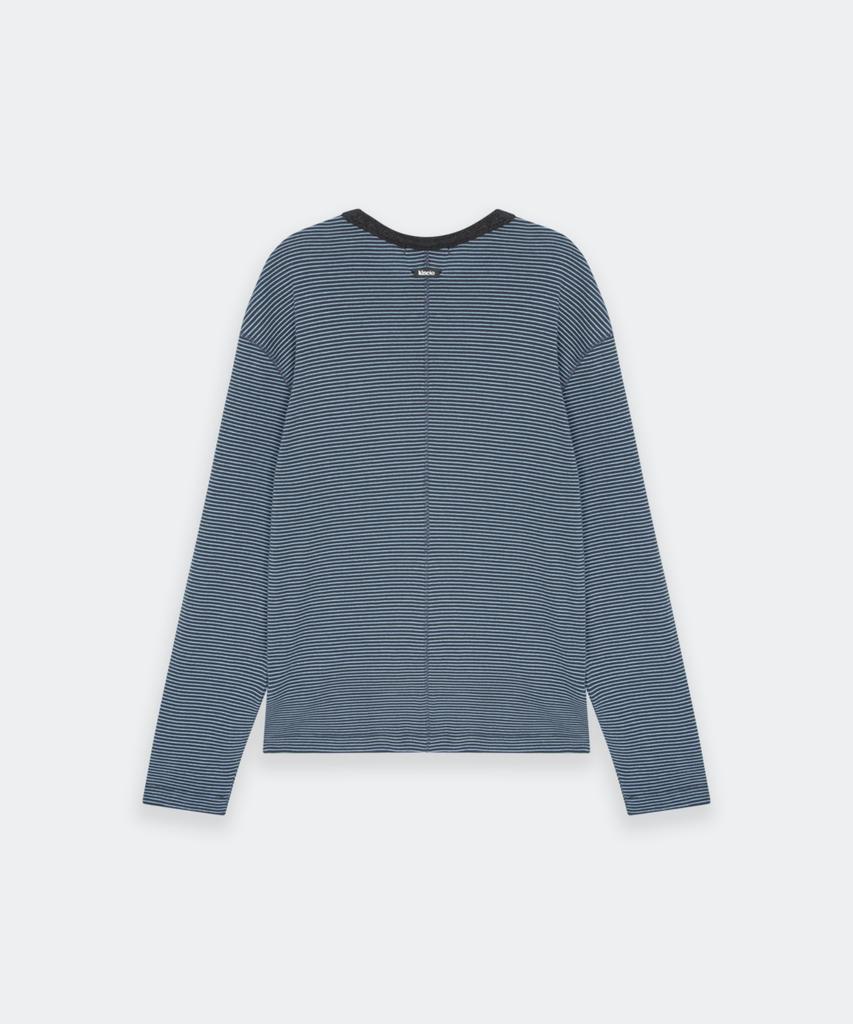 KINETO Blend Stripe Long Sleeve Top_Blue Gray