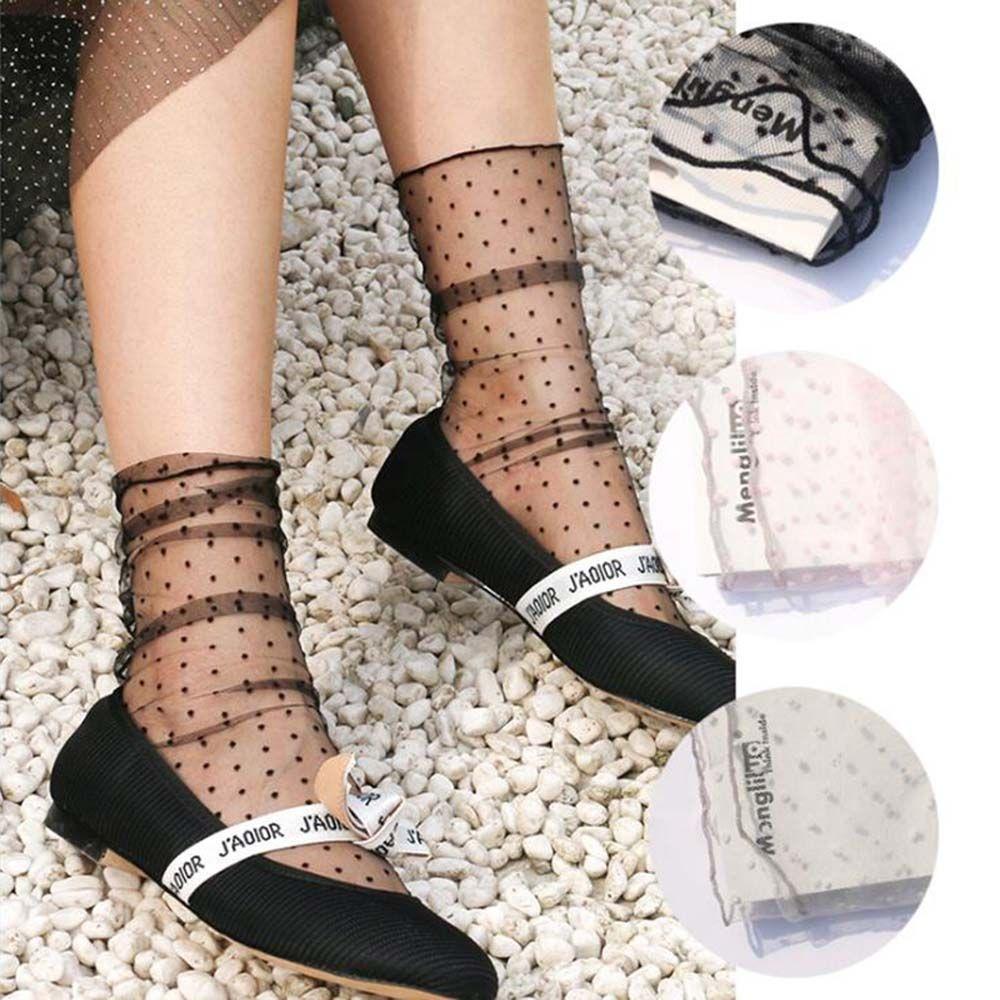 Women Dot Female Fashion Nylon Glass Stockings Tulle Socks Dress Socks