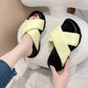Fashion Korean Style Cross Stap Thick Botom Slippers Ladies Fashion Summer Chunky Platform Sandals Woman Outdoor Non Slip Slides Mujer