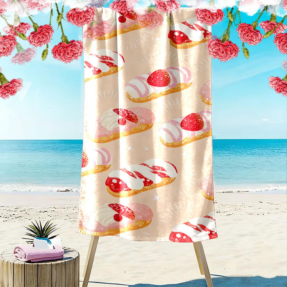 Strawberry Pastry Pattern Towel Beach Towel Quick-drying for Travel Outdoor Sports Jogging Beach and Swimming