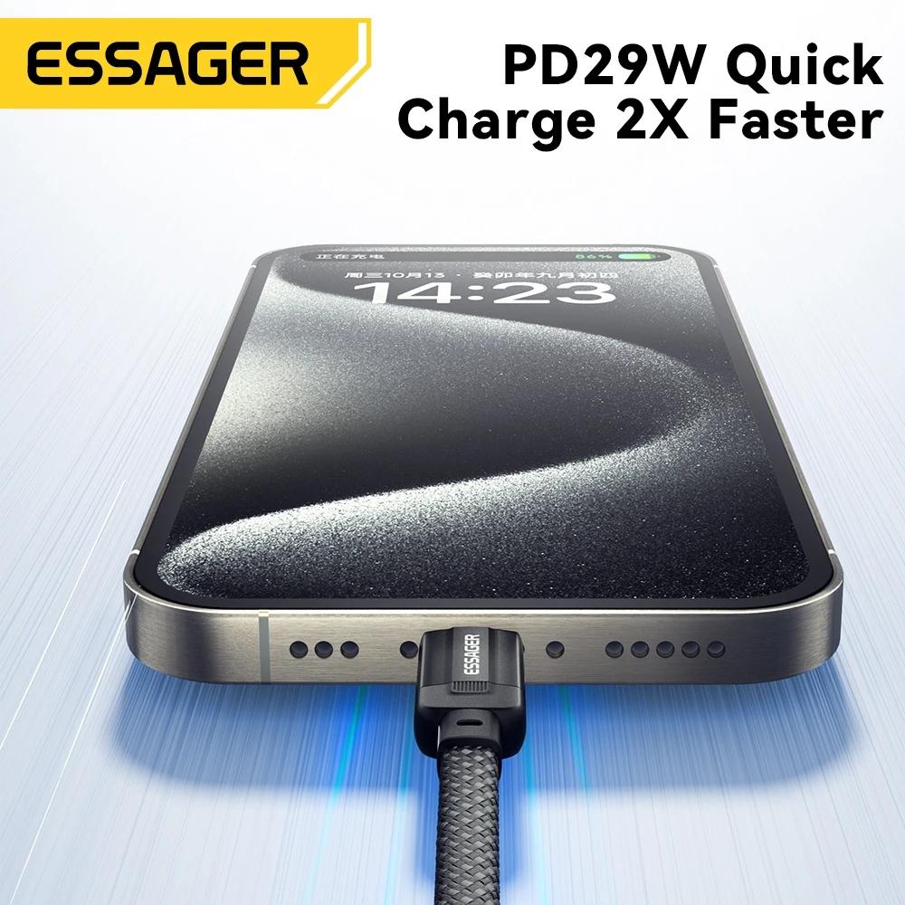 Essager Магнитный кабель 29 Вт USB C to Lightning 3A, магнитный зарядный шнур для быстрой зарядки, не спутывающийся, для Airpod iPhone 14 13 12 pro
