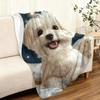 Cute Maltese Puppy Flannel Throw Blanket White Dog Night Sparkle Star Print Sofa Blanket