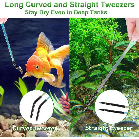 3PCS Stainless Steel Reptile Feeding Tongs, Reptile Tweezers Set with 10.6" Straight & Curved Rubber Tips, Feeding Tongs for Reptiles and Feeding