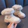 Однотонные повседневные ботинки в британском стиле для девочек, плюшевые зимние мягкие полусапожки для маленьких мальчиков, детская обувь, детская Прямая доставка