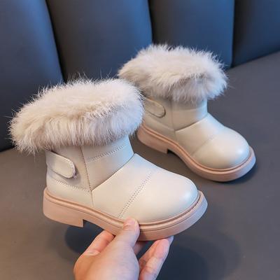 Однотонные повседневные ботинки в британском стиле для девочек, плюшевые зимние мягкие полусапожки для маленьких мальчиков, детская обувь, детская Прямая доставка