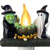 Ghost Witch Campfire Nightlight Spooky Fake Campfire Flickering Night Light Vintage Halloween Wall Light for Halloween Bedroom Home Decor