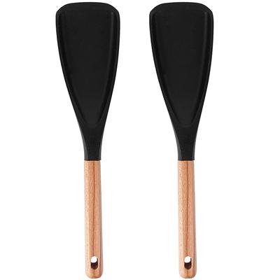 2 упаковки/лот Кулинария Кухонная утварь Эргономичные удобные деревянные ложки Деревянные ложки для приготовления пищи Антипригарное покрытие