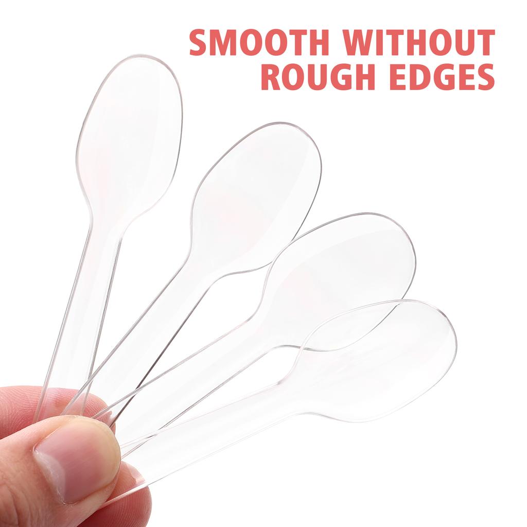 200 Pcs Disposable Plastic Spoons Cake Spoons Clear Transparent Dessert Ice Cream Cake Teaspoons Party Tableware Kit