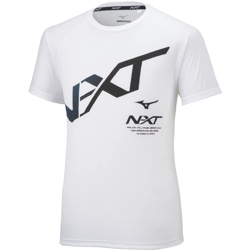 Mizuno Training Short Sleeve Slim Size S N-XT Wear, T-Shirt, Moisture-Wicking, Quick-Drying, Fit, Men's, White, (32JA2215)