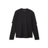 Crepe Sj Ls Solid Color Round Neck Simple Pullover Long Sleeve T-Shirt Men Tops Black 39-H63021