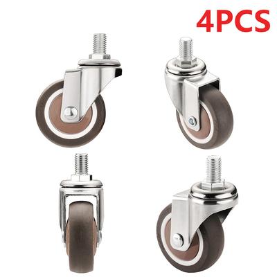 4 шт. Новые 1,5" / 2" Колесные поворотные ролики с резьбовым штоком, TPE резина, Бесшумные резиновые колеса, M10, Тормоза, Мебельные ролики, Стол, Полка