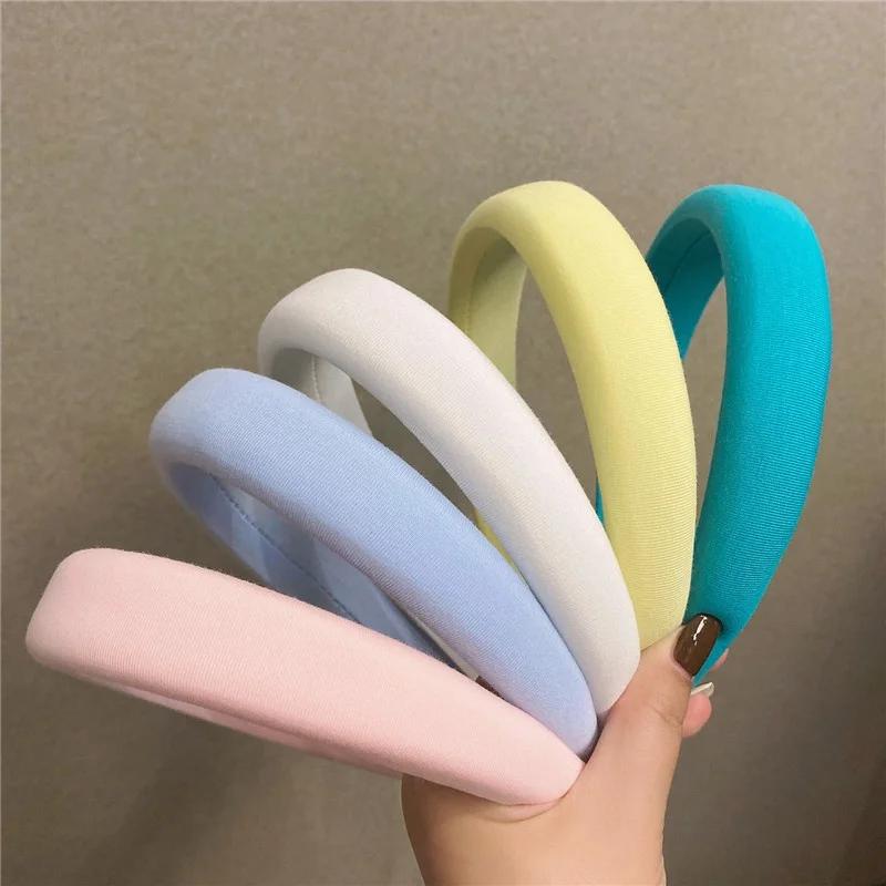 Korean Hair Band Solid Color Sweet Sponge Headband Thickening and Heightening Headband Fashion Hairband Hair Accessories