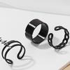 Набор одинаковых колец для пары с черным открытым полым регулируемым орнаментом по темпераменту
