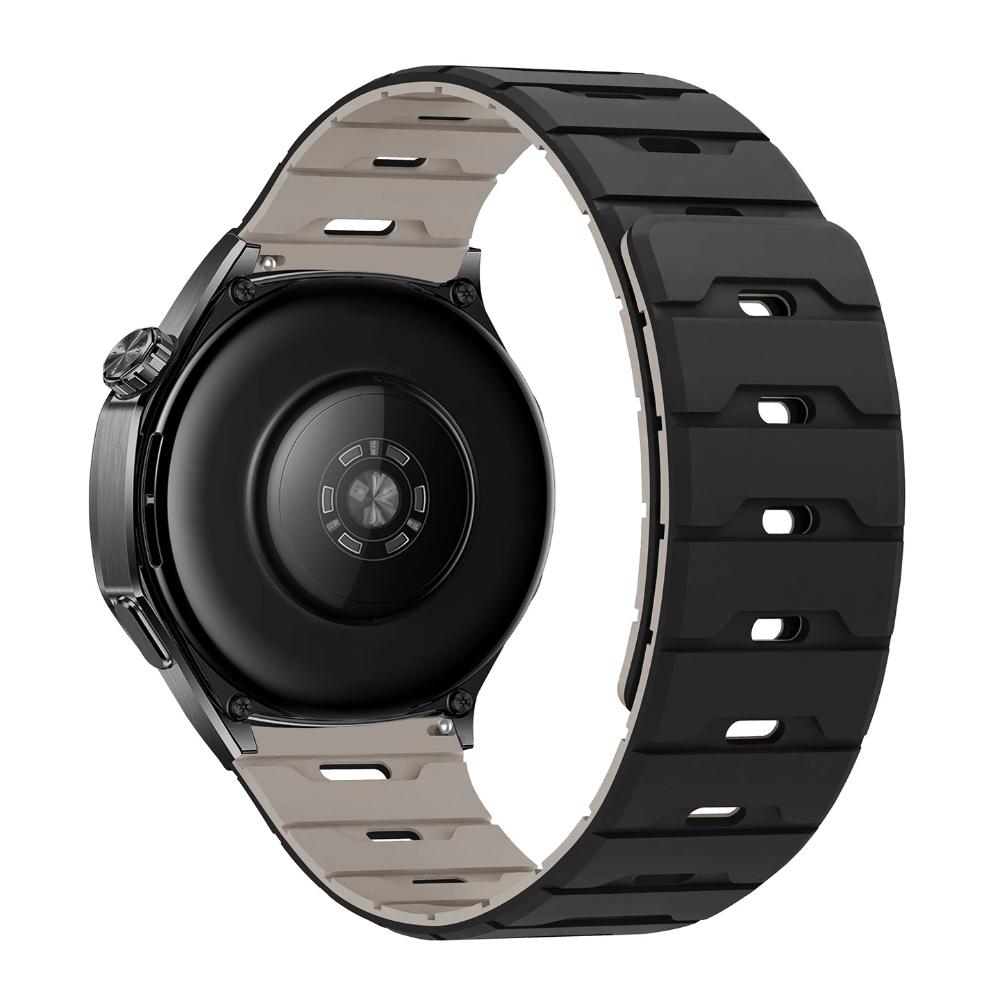 Scale Texture Two‑Tone Magnetic Silicone Watch Band 18/20/22mm Flat End Quick Release Strap for Huawei Samsung Xiaomi Garmin