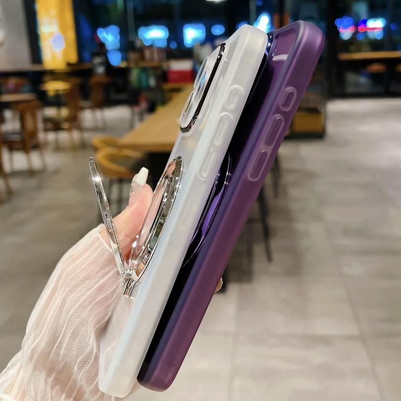 Прозрачный силиконовый магнитный чехол-держатель для Samsung S25 S24 S23 S22 S21 Ultra Plus FE A16 A15 A55 A54 iPhone 16 15 14 13 12 11 Pro Max Plus XSMAX XR