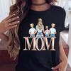 Maycaur Women T Shirt Cartoon Mom with Sons Shirt Fashion Print Casual Woman Tee Ladies Female T-shirt Short Sleeve T Top Shirt