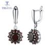 Natural Gemstone Black Garnet Earrings 925 Sterling Silver Fine Jewelry Simple Floret Design for Woman Wedding Anniversary