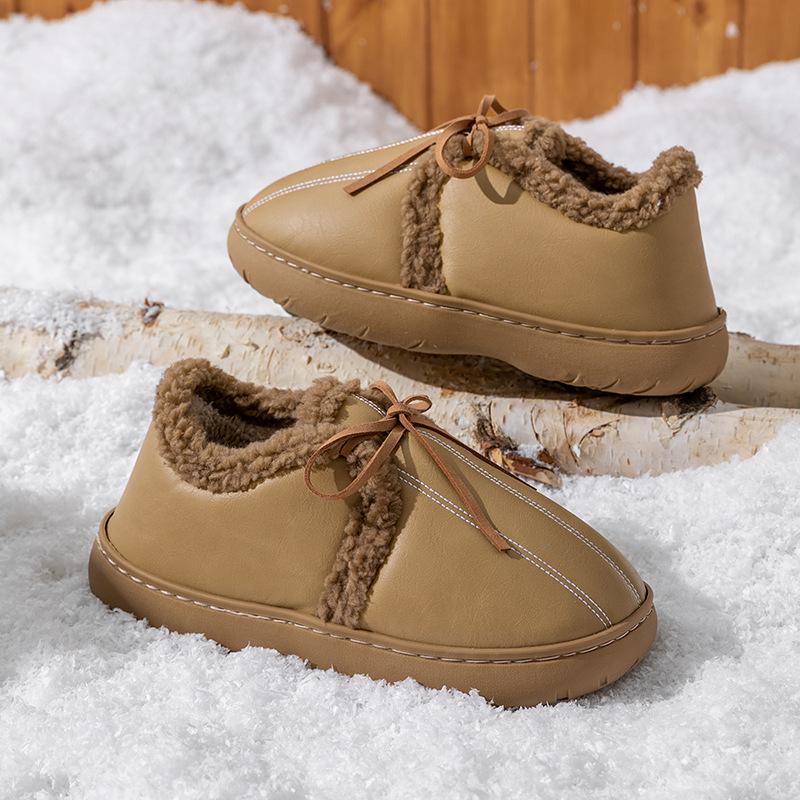 Женские зимние высокие нескользящие хлопковые ботинки на толстой подошве с плюшевой подкладкой