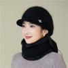 Women's Winter Velvet Thickened Cold and Warm Knitted Wool Hat Faux Rabbit Fur Hat Ear Protector Cap