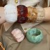 Wide Rectangle Acrylic Bangle Smudging Retro Hand Ring Irregular Wide Bracelet  Lady Girls