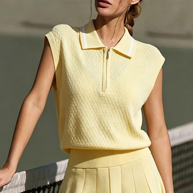 Womens Polo Sleeveless Vest Skirt Set Golf Tennis Workout Breathable