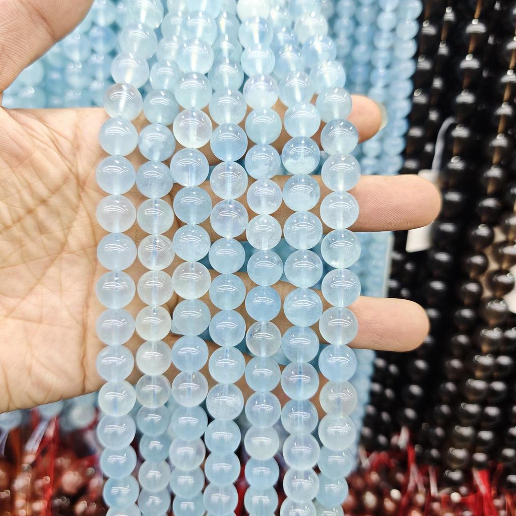 Серия «Синий» Бусины из натурального камня Аквамарин и Голубой кружевной агат для изготовления украшений своими руками