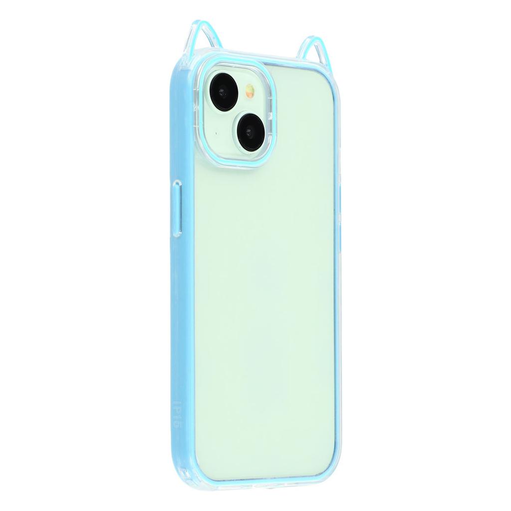 For iPhone 13 Case Cat Ear Design TPU+Acrylic Clear Phone Back Cover
