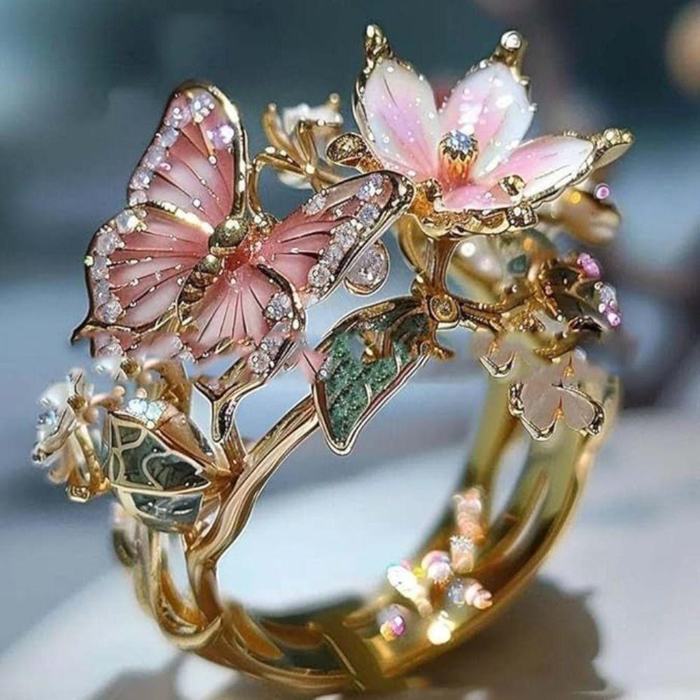 Non-fading Butterfly Ring Crafts Open Ring Clothing Accessories Vintage Rings