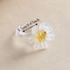 Handmade Glass Four-leaf Clover Ring Cute Coloured Glaze Ring Daisy Flowers Finger Ring  Girls