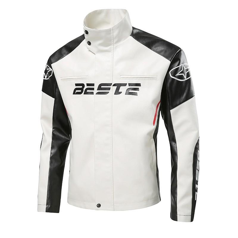 Mens Stand Collar Faux Leather Jacket Casual Biker Style Slim Fit Daily Wear Black/Red/Green