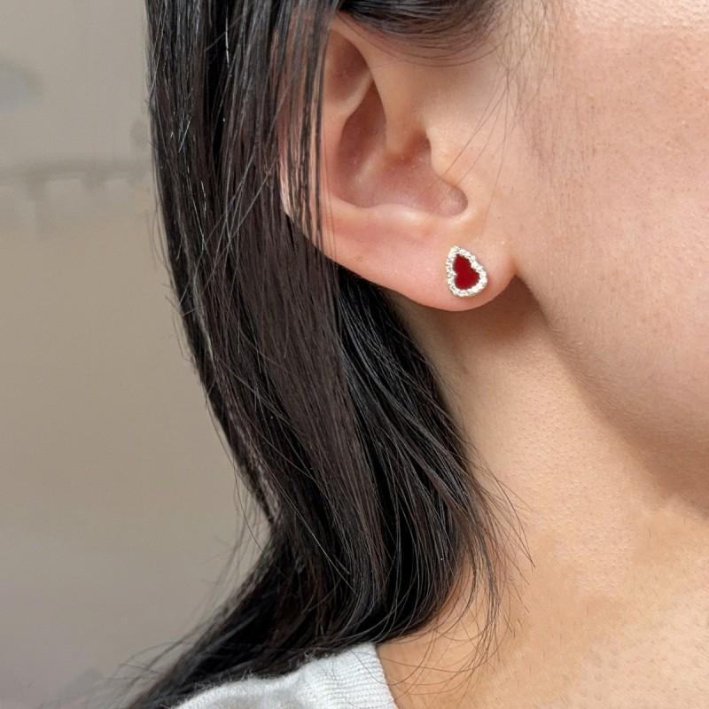 Mini-shaped Earrings With Red Agate White Mother-of-Pearl Studs Vintage Chinese Style Boho Jewelry Women