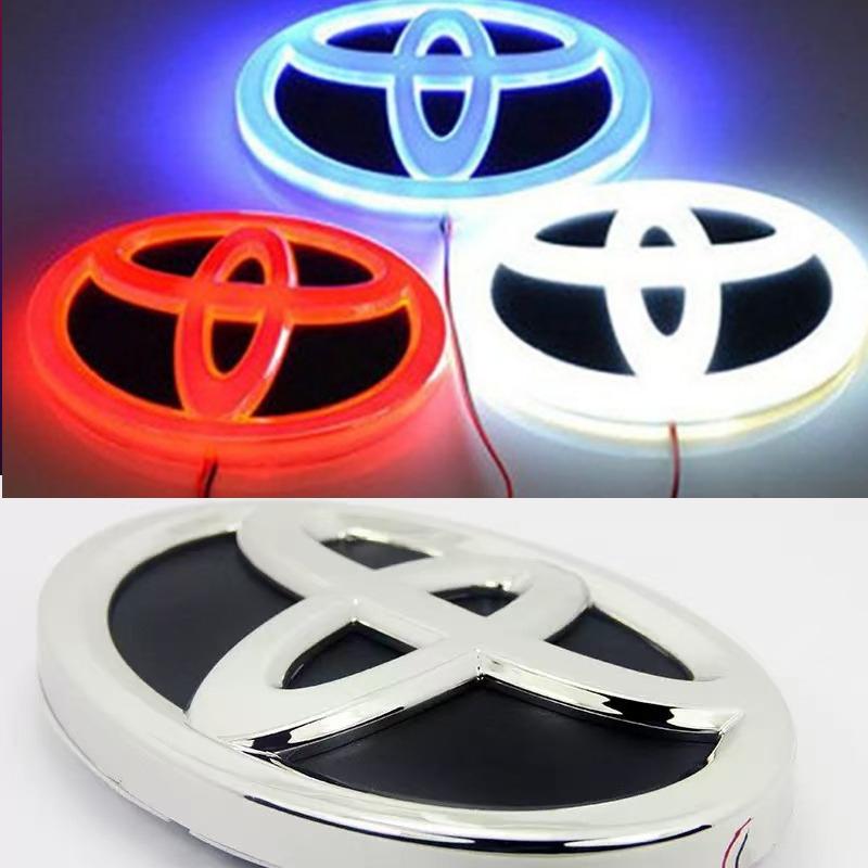 WOAT3 4D car logo Front grille hood trunk LED Light for Toyota Prius Yaris Prado RAV4 Highlander Camry CHR HRV Corolla AYGO accessory