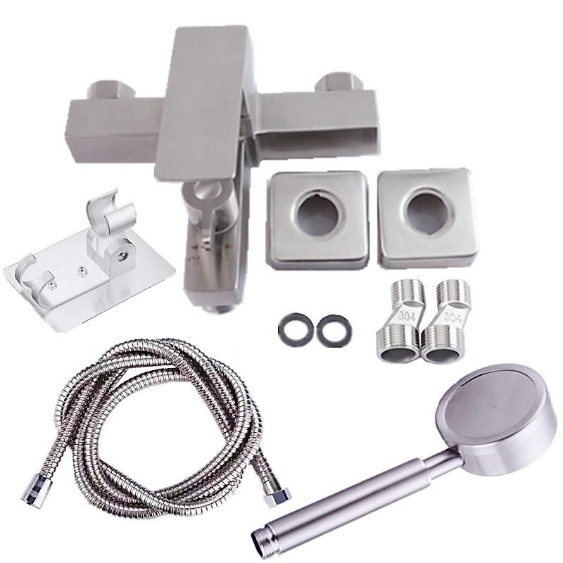 Bathroom Hot And Cold Water Mixing Valve Faucet Stainless Steel Bathtub Water Tap Household Shower Set