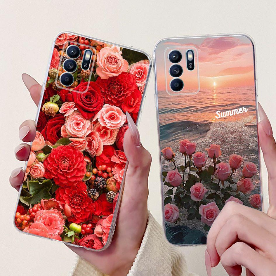 For OPPO Reno 6 6Z 5G Case CPH2237 CPH2251 Cover Fashion Flower Soft Silicon Bumper on OPPO Reno6 Pro CPH2249 Reno6 CPH2235 Capa