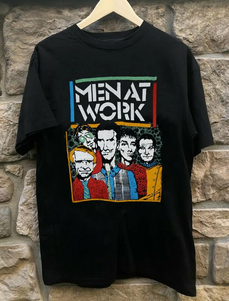Мужская и Женская Футболка с Коротким Рукавом Группа Men At Work Полный Размер S-4XL