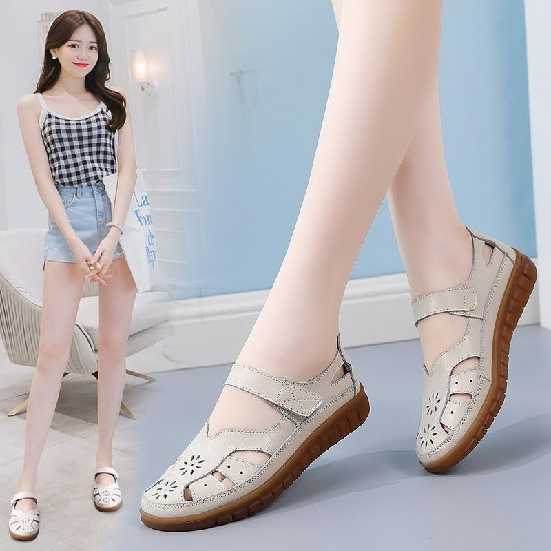 Женские сандалии, летние, новые, удобные, сандалии с круглым носком и полой щиколоткой, женская мода, дышащая, нескользящая, пляжная обувь