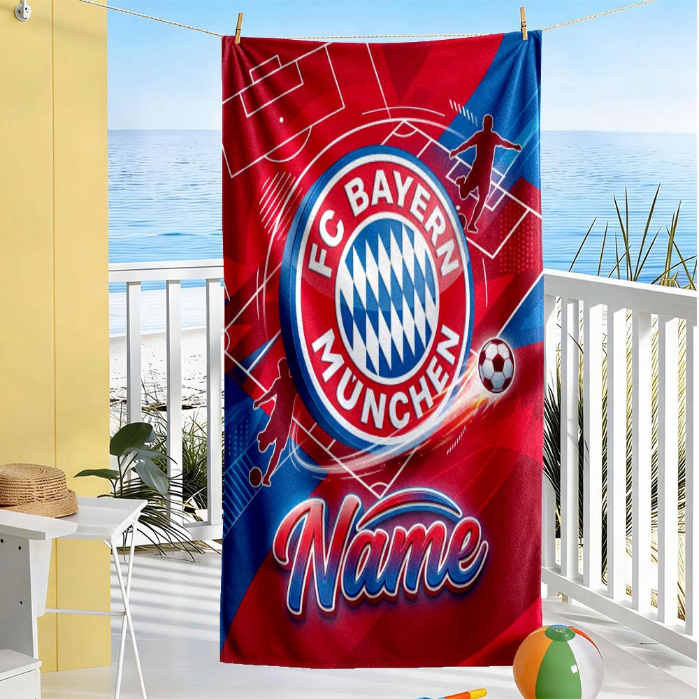 Bayern Munich Soccer Action Personalized Text Beach Towel Quick-Dry Soft Microfiber