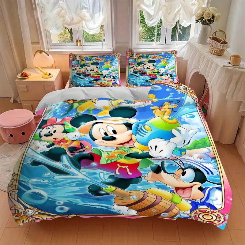 3pcs Mickey and Friends Playing in the Water Print Cover Set Ultra Soft, Breathable, and Comfortable Bedding with Stylish Design for Bedroom