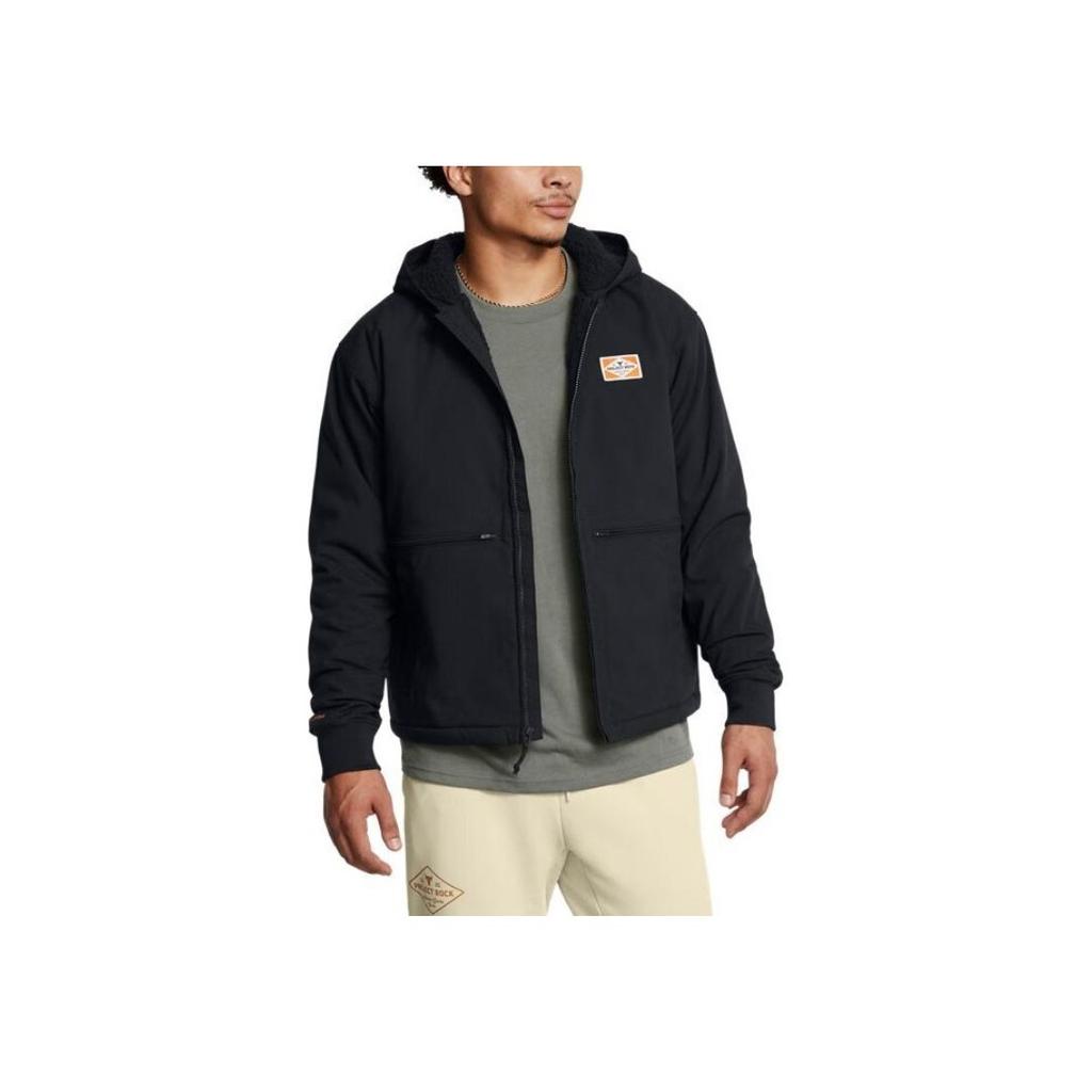 Under Armour Project Rock Woven Training Hoodie Jacket Men Jackets Black 1386904-001