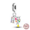 925 Silver Chameleon Charms Bead Colorful Sketchpad Dangle Zirconium Clip for Bracelet Necklace DIY Jewelry